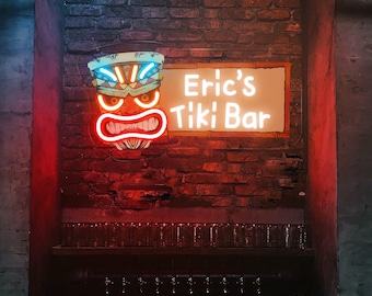 Personalisiertes Tiki Bar Schild, Man Cave Bar Neonschild, Benutzerdefinierter Name Bar Licht, Business Schild Wanddekoration, Restaurant Club Pub Shop Licht, Geschenk für Ihn