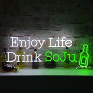 Enjoy life drink soju neon sign, led neon sign, soju neon sign korean neon sign,korea bar sign, soju sign, home bar sign