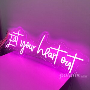Eat your heart out noen light,Custom LED sign home decor,Handcrafted shop neon sign,Kitchen decor neon light,Funny Wall Decorations