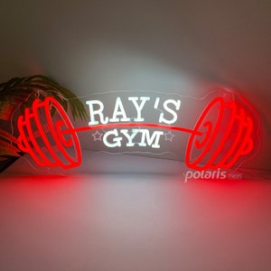 Personalized Dumbbell Neon Sign, Gym Wall Hanging, Barbell Neon Light, Gift for man, Fitness Lover Gift, School Gym Decor, Christmas gifts