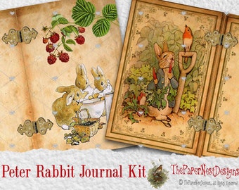 Peter Rabbit journal, Big, printable DIY pack. Digital download.