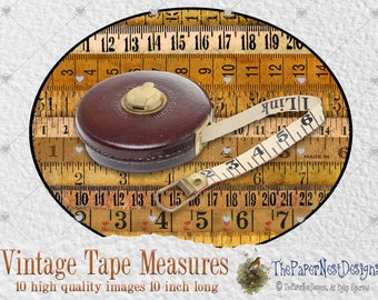 Old Tape Measure, 10 Vintage style paper Tape Measures, Approx 10 Inch long, Instant Digital Download, You Print !