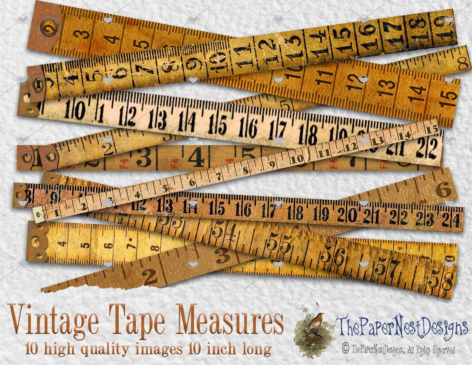 Old Tape Measure, 10 Vintage Style Paper Tape Measures, Approx 10 Inch