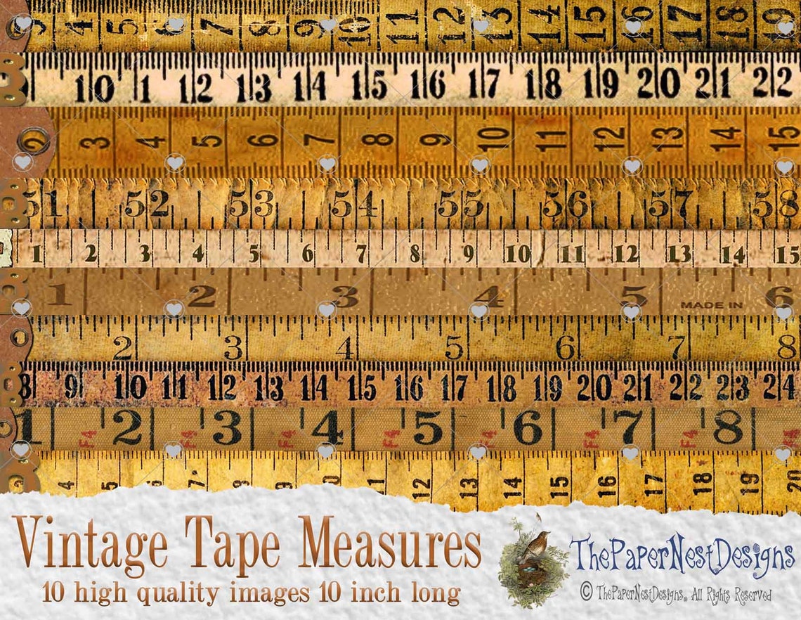 Old Tape Measure, 10 Vintage Style Paper Tape Measures, Approx 10 Inch
