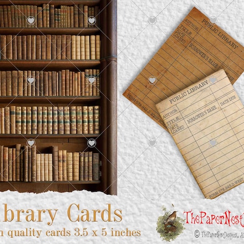 Vintage Library Cards 8 Printable Library Cards Scrapbooking - Etsy