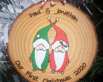 Personalised Mr & Mr Gay Christmas Bauble, Gay Christmas decorations, LGBTQ decorations, Gay Gonk Ornament, Nordic Gnome Decoration