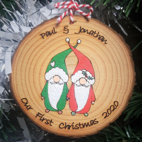 Personalised Mr & Mr Gay Christmas Bauble, Gay Christmas decorations, LGBTQ decorations, Gay Gonk Ornament, Nordic Gnome Decoration