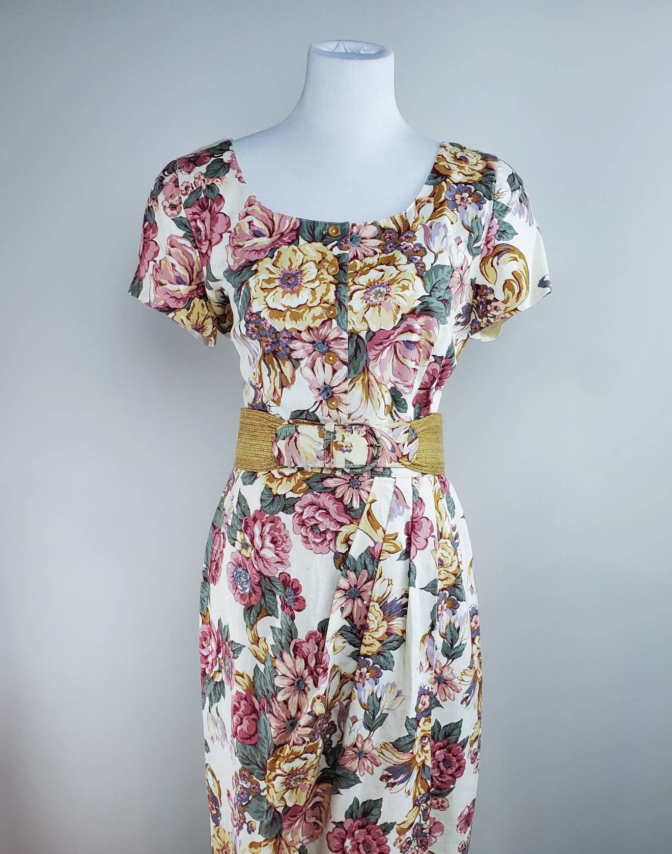 Linen Floral Dress Etsy