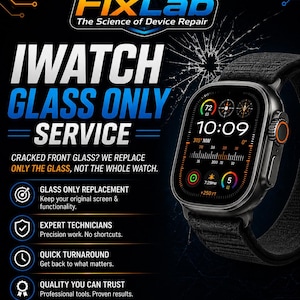 iWatch GLASS ONLY Screen Repair Service for Series 3 thru Ultra 3rd gen