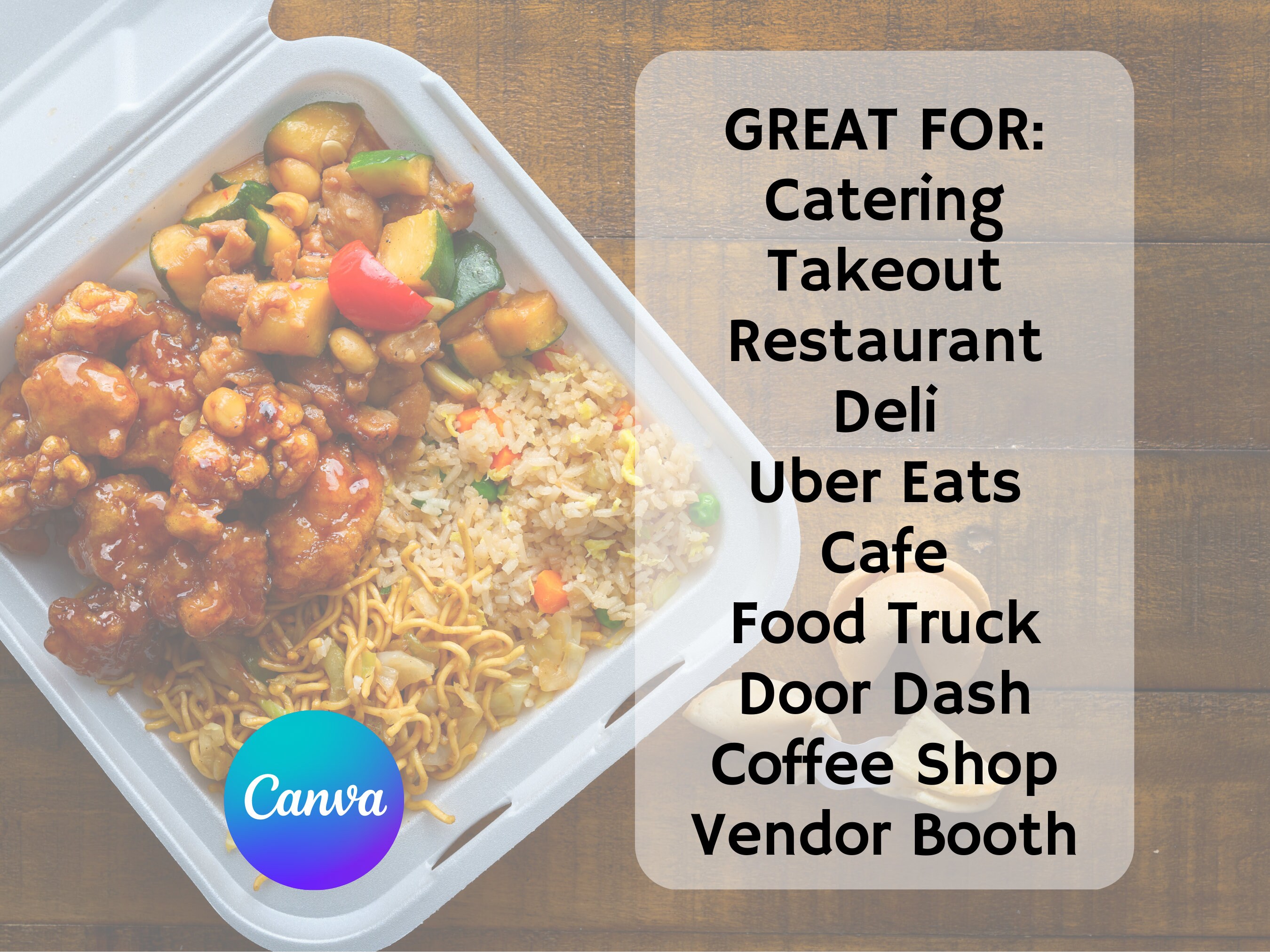 Reheating Instructions Card for Takeout Food, Fully Editable Exclusively in Canva, Foodservice