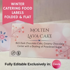 Winter-Catering-Lebensmitteletiketten zur Unterhaltung, ideal für Geschäfts- und Heimveranstaltungen, Party-Buffet-Schilder, elegante Zeltkarte, Food-Station-Schilder