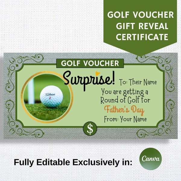 Golf Voucher Template Etsy