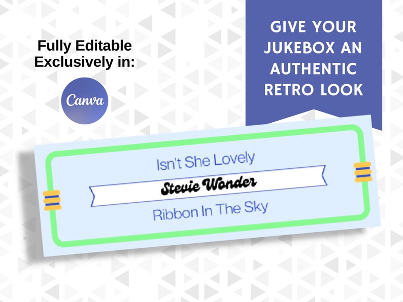 Editable Retro Jukebox Labels, Song and Artist Label, Customize With