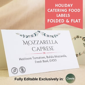 Weihnachts-Catering-Lebensmitteletiketten zur Unterhaltung, ideal für Geschäfts- und Heimveranstaltungen, Party-Buffet-Schilder, elegante Zeltkarte, Food-Station-Schilder