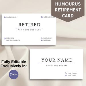 Carte de visite amusante pour la retraite, meilleur cadeau de retraite, à personnaliser sur toile, carte de visite humoristique pour les retraités, rêver !