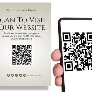 Website QR Code Scan Sign, Customizable Printable Template, Fully ...