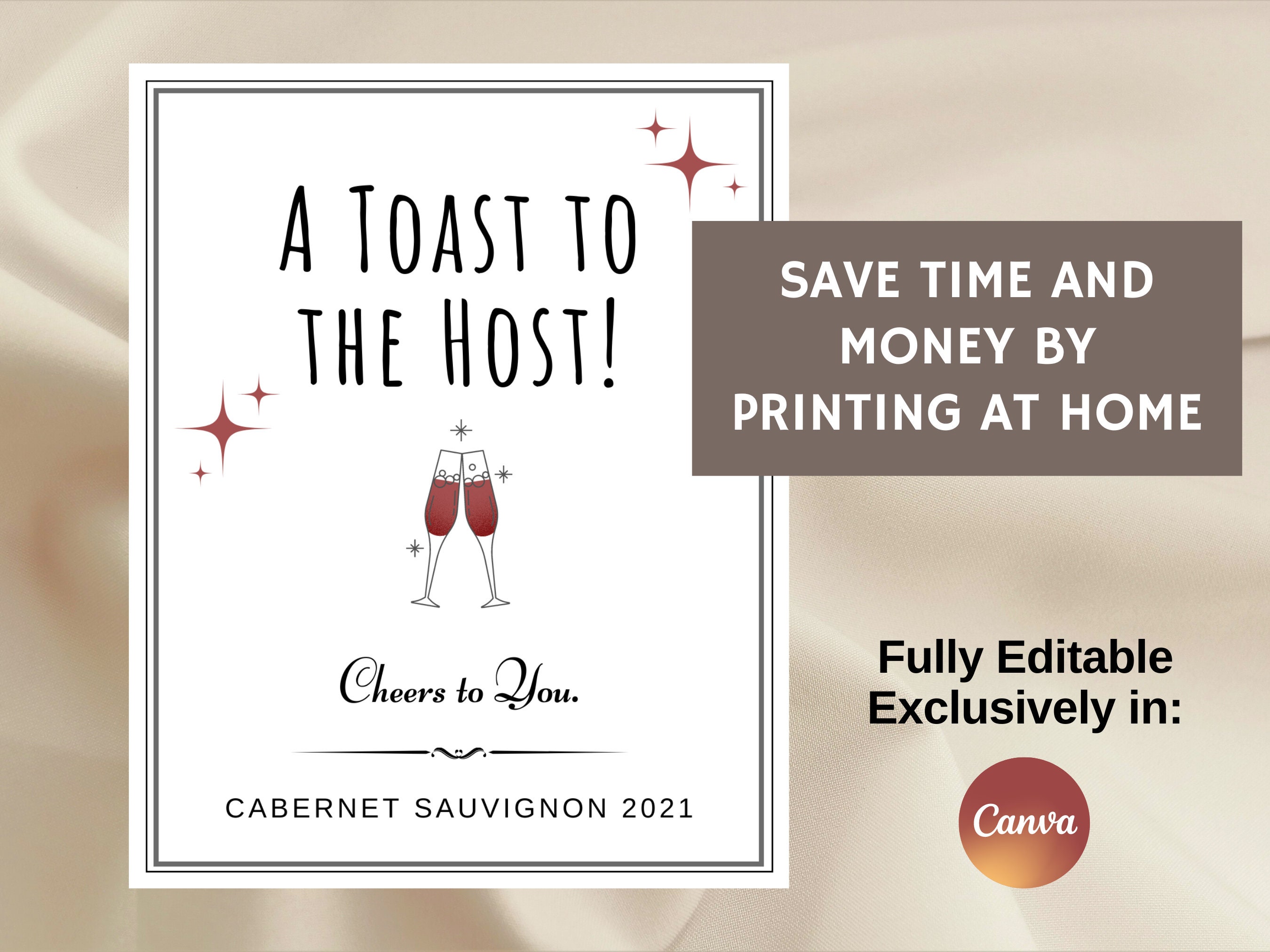 Host Name Labels Hostess Gift Wine Bottle Label, Personalized Wine for Host, Fully ...