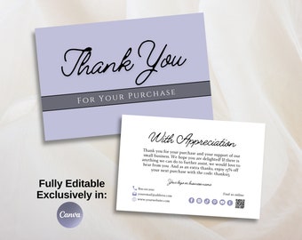 Tarjeta de agradecimiento por la compra de su pequeña empresa, plantilla de inserción de embalaje, tarjeta de agradecimiento al cliente, mejora la lealtad y el conocimiento de la marca.