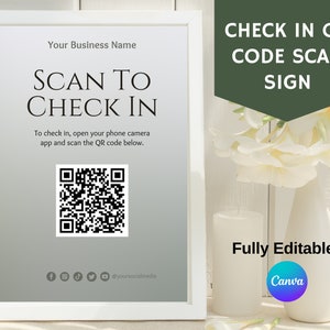 Printable Check in QR Code Scan Sign Paperless Registration - Etsy