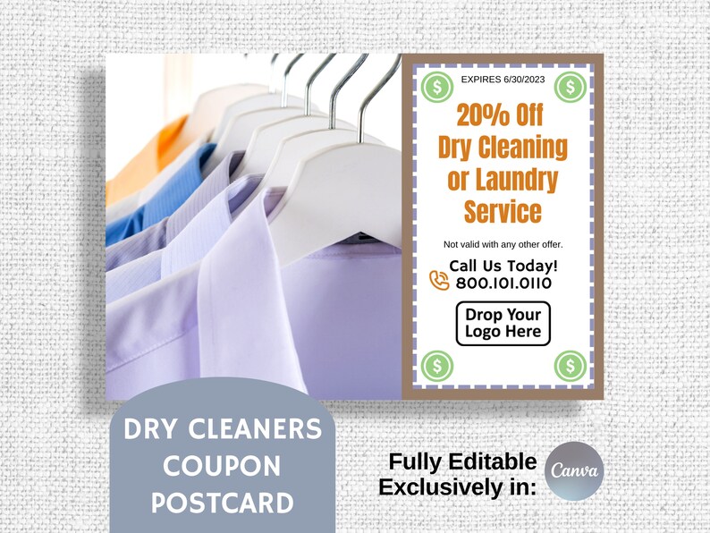 Dry Cleaning Coupon Postcard Marketing Mailer Fully Editable Etsy
