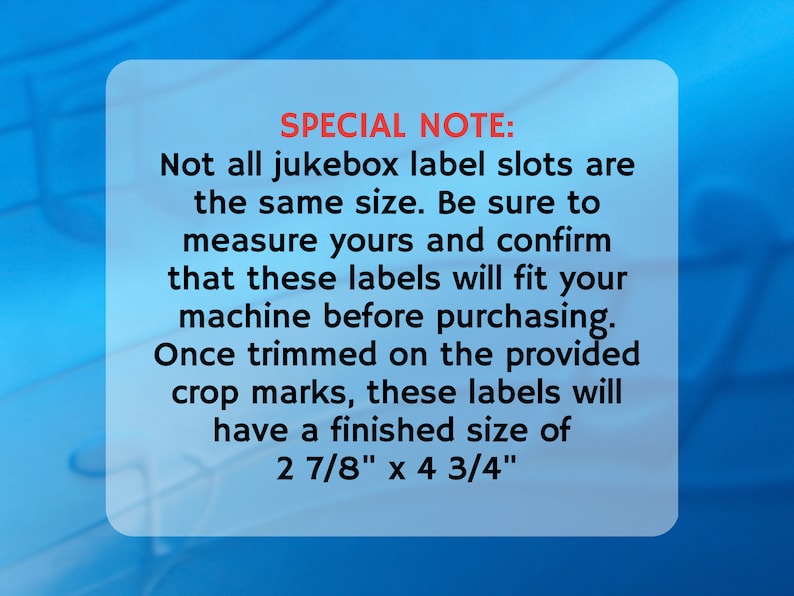 Editable Wurlitzer Jukebox Labels, Retro Album and CD Labels, Customize