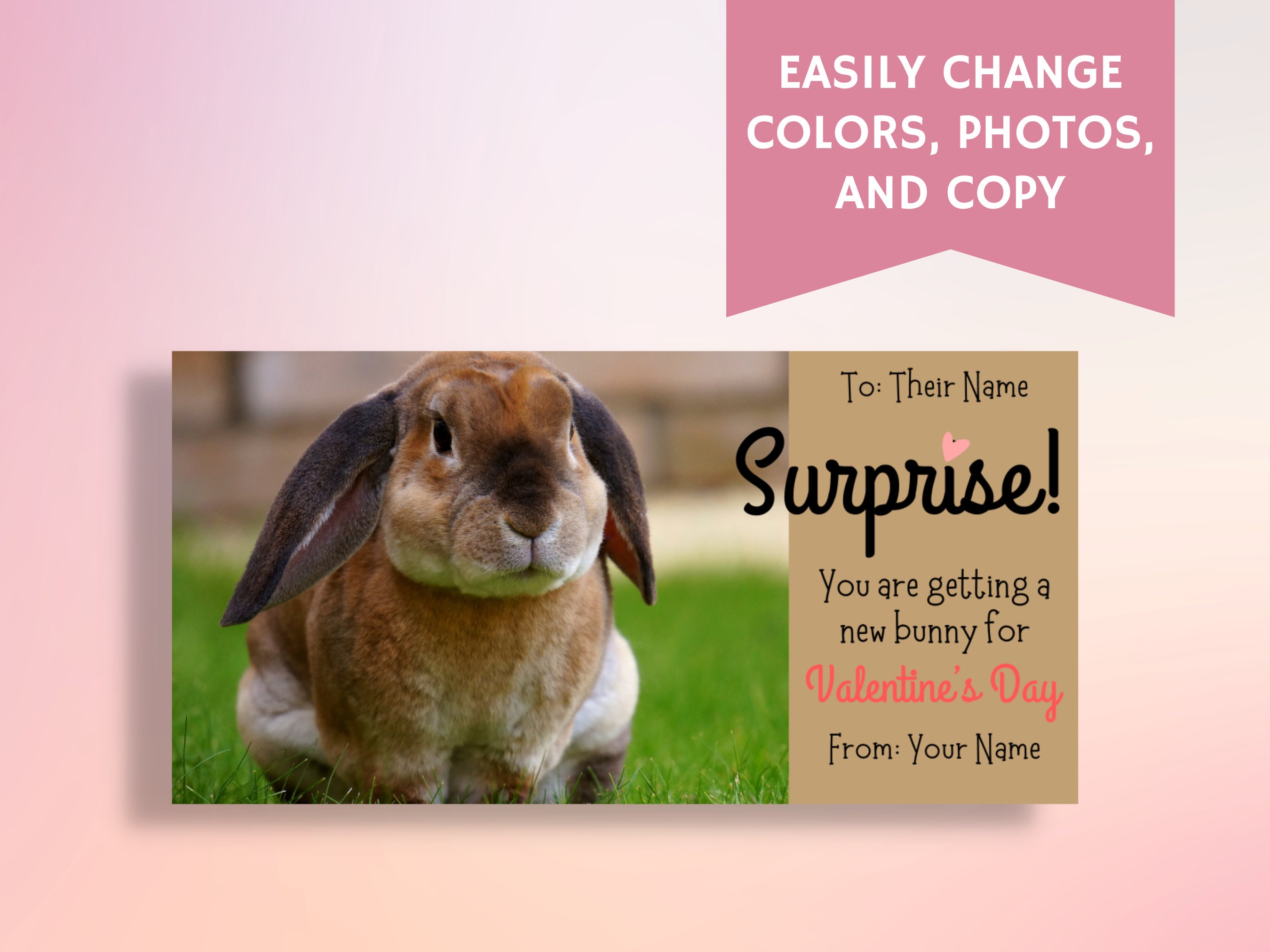 Bunny Rabbit Gift Reveal Certificate, Best Valentine's Day Gift Card ...