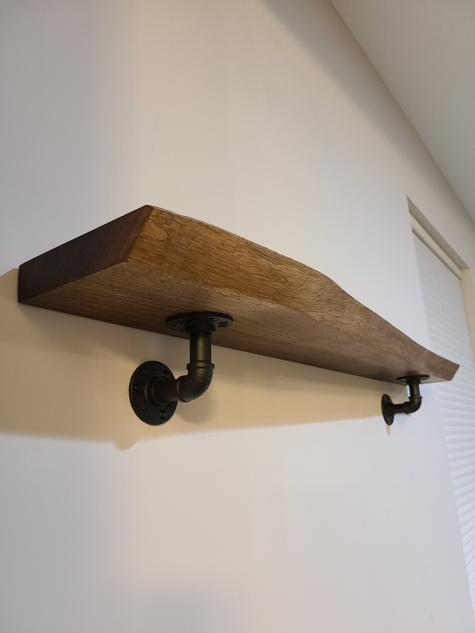 Live Edge Black Walnut Rustic Industrial Bracket Shelf Etsy