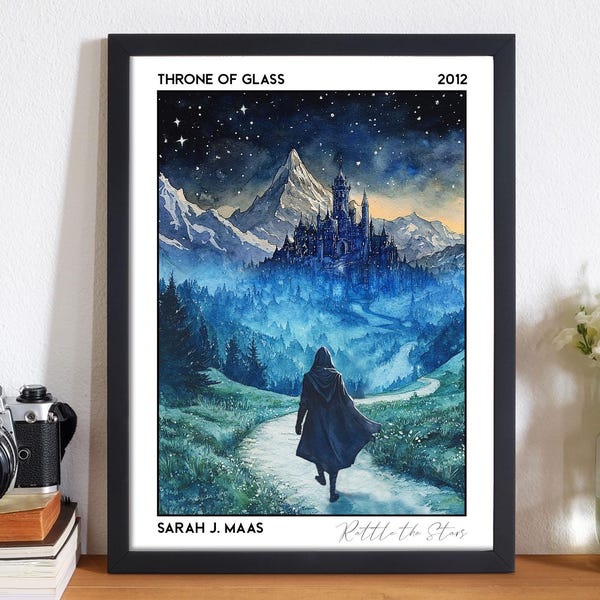 Poster del libro "Il Trono di Vetro", di Sarah J Maas: stampa artistica di alta qualità da 210 g/m², regalo per gli amanti del genere romance - Collezione Bookscape.