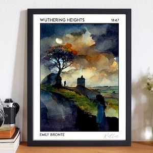 Póster del libro Cumbres Borrascosas, de Emily Brontë: Impresión artística premium de 210 g/m², regalo de decoración gótica para lectores de novelas románticas clásicas - Colección Bookscape