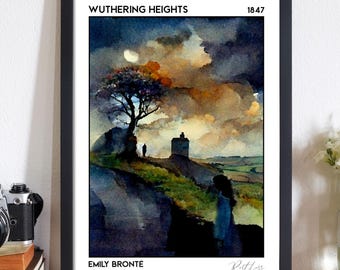 Wuthering Heights Book Poster, Emily Bronte: Premium 210gsm Art Print, Gothic Decor Gift for Classic Romance Readers - Bookscape Collection