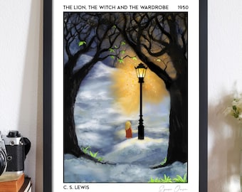 Chroniken von Narnia Buch Poster, C.S.Lewis' Löwe, Hexe und der Kleiderschrank: Premium 210gsm Kunstdruck, Fantasy Lesergeschenk - Bookscape Bereich