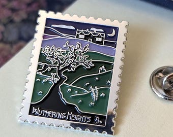 Wuthering Heights, Enamel Pin, Bookish Gift for Book Lovers, Goth Book Pin, Literary Souvenir Silver Plated Badge, Bookish Jewellery