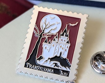 Dracula Enamel Pin, Bookish Gift for Book Lovers, Goth Book Pin, Literary Souvenir Silver Plated Badge, Gothic Bookish Jewellery