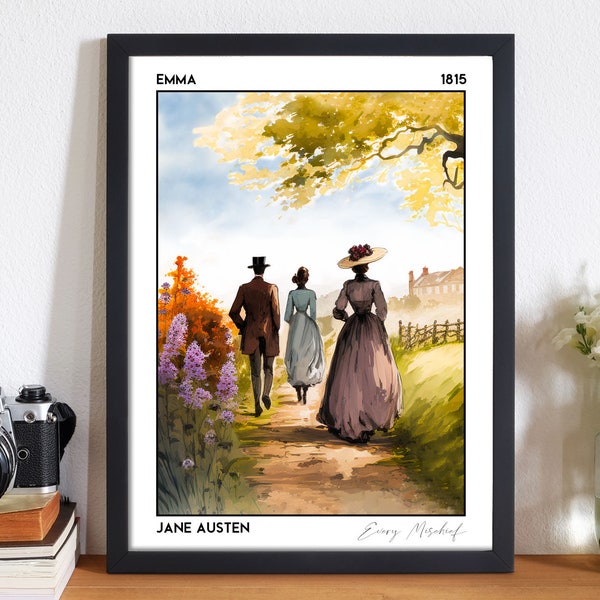 Emma, Jane Austen Book Poster, Cottagecore Light Academia Decor for Romance Readers, Booktok Merch College Dorm Decor, Teen Girl Wall Art