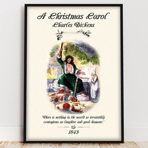 Poster del libro A Christmas Carol, citazione del libro di Dickens, decorazione da parete per angolo lettura natalizio Light Academia, regalo per amanti dei libri per lettori