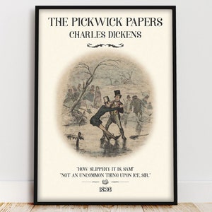 Poster di Pickwick Papers, arte murale vittoriana di letteratura classica, angolo di lettura Light Academia, regalo di arte murale con citazione di Dickens per gli amanti dei libri