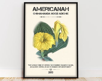 Americanah Poster femminista Copertina del libro Arte Chimamanda Adichie Citazione Giustizia sociale Arte afroamericana Stampe libresche Booklover Gift
