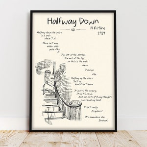 Halfway Down Baby Gedicht Wandkunst | A. A. Milne Kidcore Zimmer Dekor | Poesie-Druck