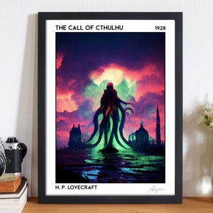 Call of Cthulhu Buch Poster, H P Lovecraft Dark Academia Whimsigoth Dekor, Geschenk für Buchliebhaber,