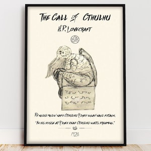 The Call of Cthulhu Book Poster, H. P. Lovecraft Bookish Whimsigoth Decor for Reading Nook, Eldritch Horror Quote Wall Art, Book Lover Gift