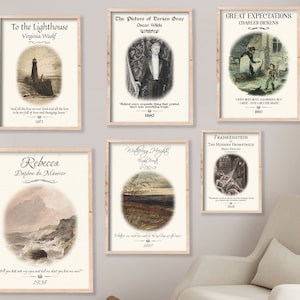 Dark Academia Bundle Collection, Book Posters Book Merch Wall Collage Kit, Bookish Prints for Reading Nook & Bookshelf Decor