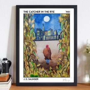 The Catcher in the Rye Book Poster, Classic Literature Reading Gifts, Bookish Decor for Reading Nook, Gift for Bookworms