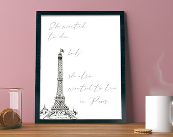 Madame Bovary Parisian Eiffel Tower Art, Light Academia Coquette Room Decor, Aesthetic Book Posters, Bookstagram Pop Culture Bookish Prints