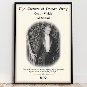 Poster del libro Il ritratto di Dorian Gray, Dark Academia Oscar Wilde Book Quote Wall Art, Goth Decor Reading Nook, regali per gli amanti dei libri per i lettori
