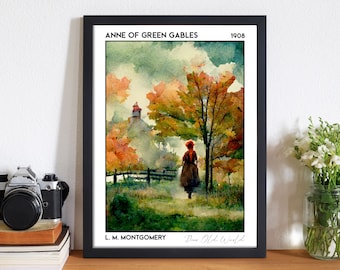 Anne of Green Gables Light Academia Decor Book Poster, Anne With An E Bookish Gift Reading Poster for Cottagecore Book Lovers