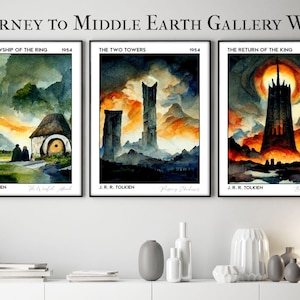 The Lord of the Rings Bundle Poster Pack, Book Wall Art Gallery Set for Reading Nook, LOTR Gifts for Book Lovers, Middle Earth Bookish Decor