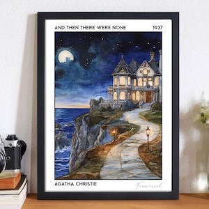 Und dann gab es keiner Buchplakat, Agatha Christie Geschenk für Buchliebhaber, Bookish Murder Mystery Mansion Plakat zum Lesen Nook Decor