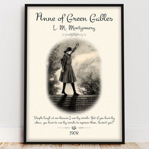 Anne auf Green Gables Poster. L. M. Montgomery Light Academia Buch-Zitat-Wand-Kunst für Leseecke, Bücherwurm-Geschenk für Buchliebhaber