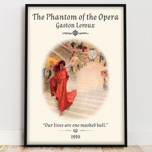Das Phantom der Oper Buch Poster, Dark Academia Horror Literatur Buch Zitat Wandkunst, Gothic Raum Dekor, Leseecke Buch Liebhaber Geschenk