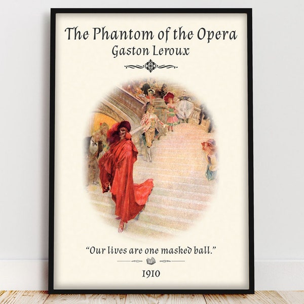 The Phantom of the Opera - Dark Academia Horror Literature Art Quote Book Poster Bookish Decor Book Lover Gift Cool Posters for Reading Nook